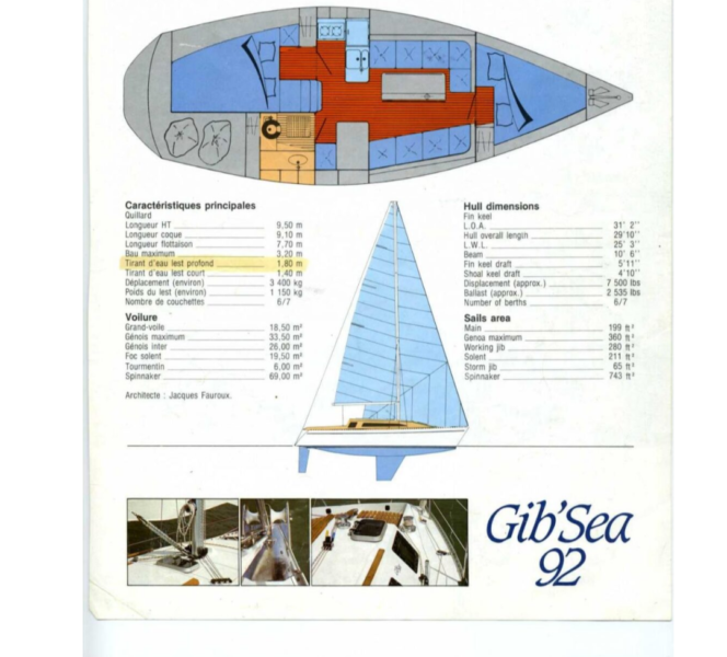 Barca a vela Gib Sea 92 quillard